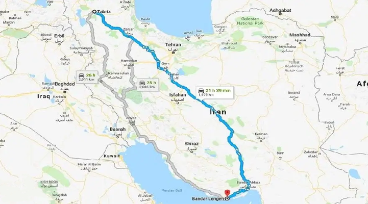 مسیر سفر به کیش از تبریز با خودرو شخصی
